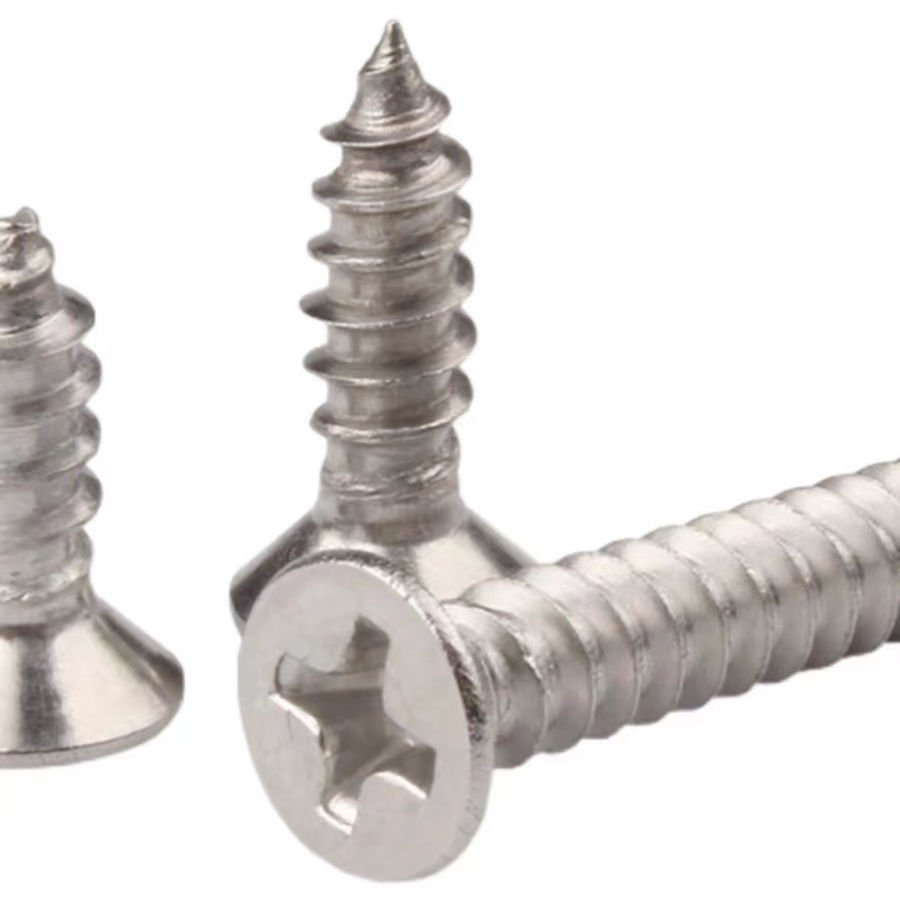 Direct From Factory SS304 Galvanized Zinc Steel Bolts Cross Recessed Countersunk Head 50mm 100mm 150mm Lengths ANSI Standard Building Screws Tapping