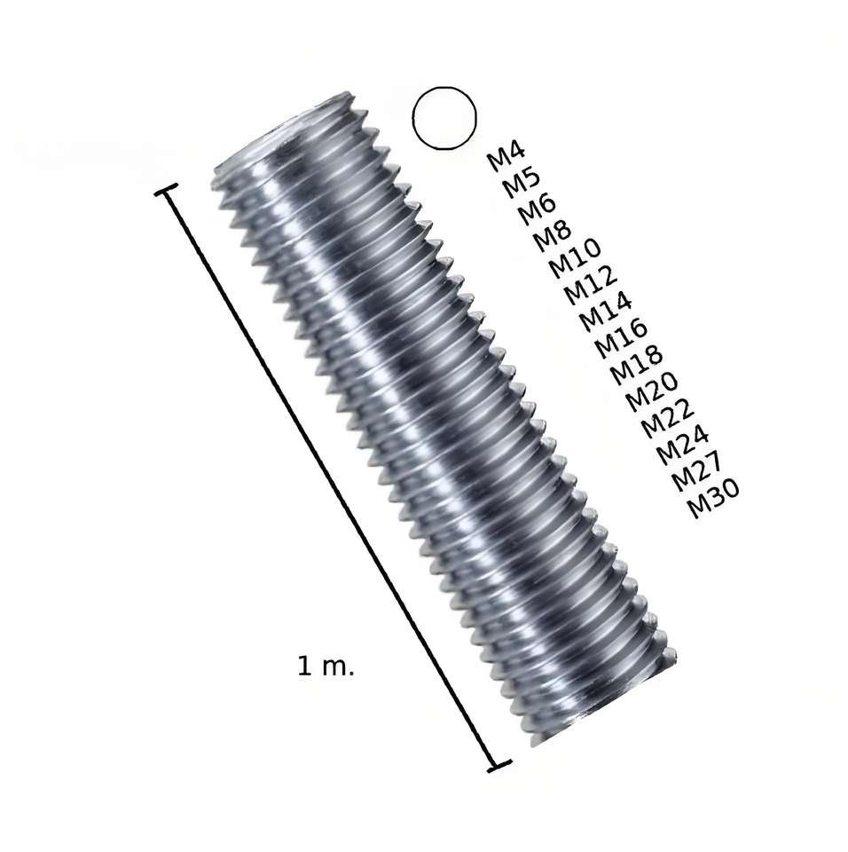 Direct From Factory High Tensile Galvanized Carbon Steel Bolts Blue White Zinc Plated Double End Threaded Rod DIN975 DIN976 Standards