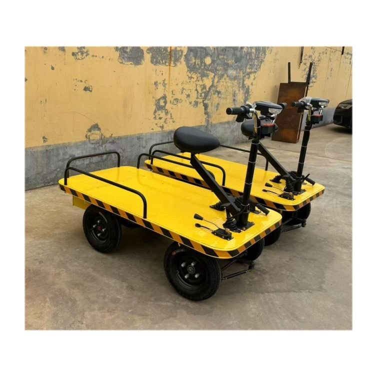 Direct From Factory 1.5*0.8m China Warehouse Carrying Transport Cart Big Capacity 1ton/2ton Battery Electric Loading Trolley With Seat