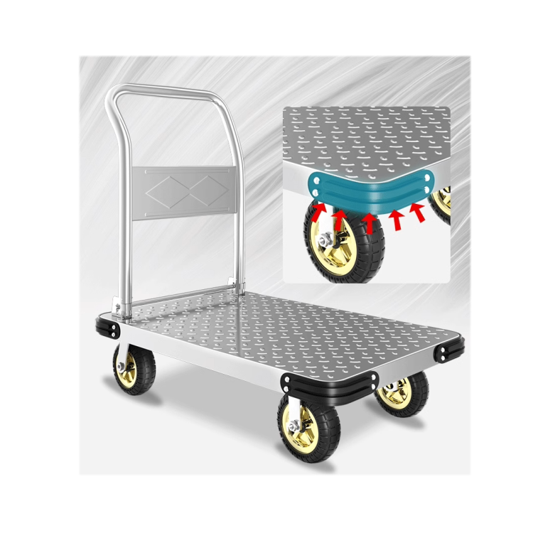 Direct From Factory 90*60cm  Trolley Goods Moving Warehouse Hand Push Flat Trolley Transport Folded Platform Hand Truck Trolley