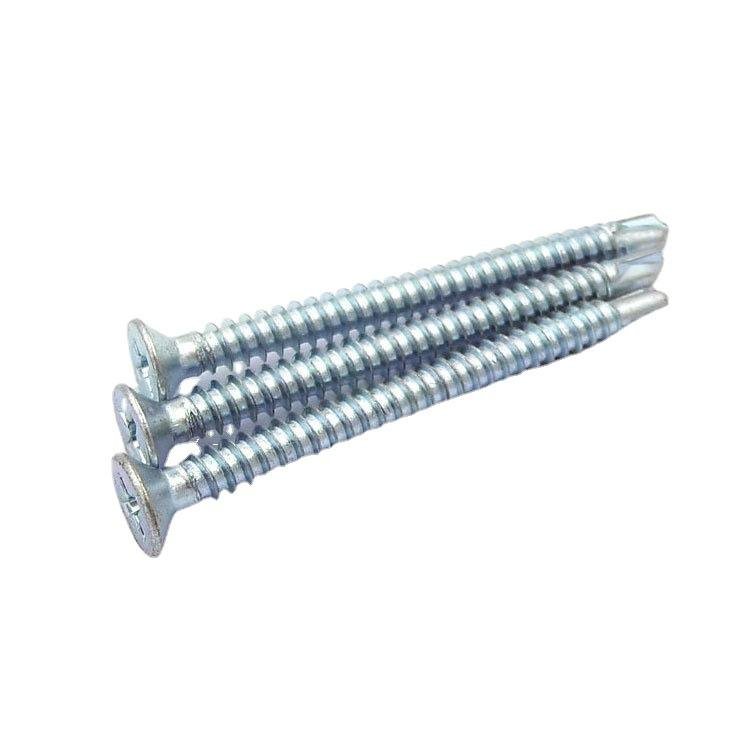 Direct From Factory DIN Standard Hard8.8 Carbon Steel High Tensile Zinc Plate White Blue Coated Flat Head Cross Countersunk Head Self-drilling Screw