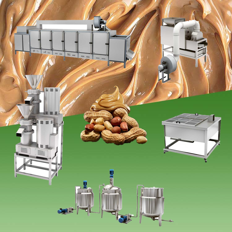 Direct from manufacturer 200-2000kg/h automatic peanut butter line with roaster, colloid mill, and grinder for efficient production