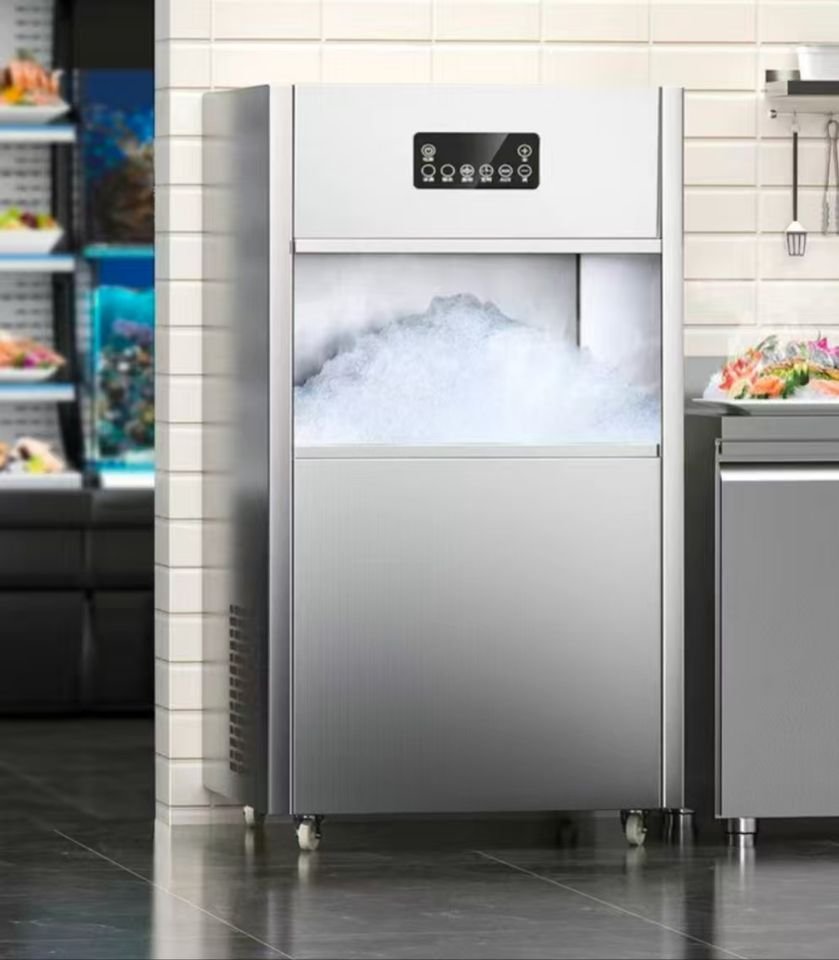 Direct from manufacturer commercial crushed ice maker machine for restaurants with 100kg daily capacity and seafood fresh-keeping snowflake granular ice