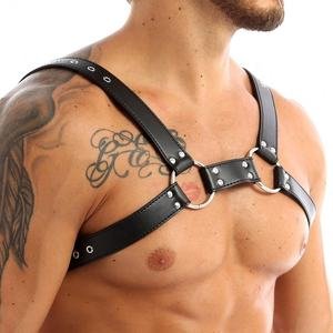 New Adjustable PU Leather Chest Harness for Men Sexy Punk Clubwear Costume Direct from Factory at Very Low Price